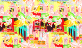 复古多彩卡通场景图案