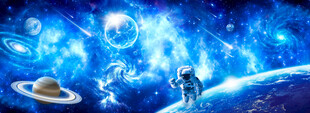 蓝色星空外太空宇宙星球银河背景