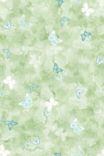 清新绿底花卉蝴蝶图案