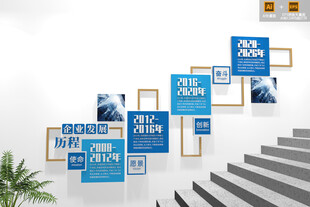 公司企业发展历程楼梯文化墙