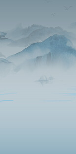 水墨山水间的朦胧意境