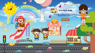 卡通儿童房背景墙