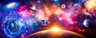 梦幻星空外太空宇宙星球银河背景