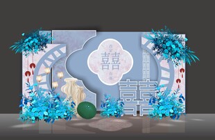 蓝白色系婚礼效果图