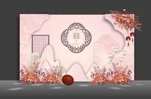 粉色迎宾留影区婚礼效果图