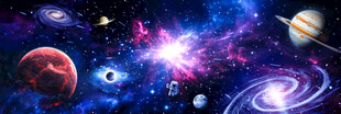 太空宇航员璀璨星云宇宙星球背景