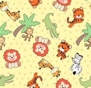 动物图案的可爱卡通背景