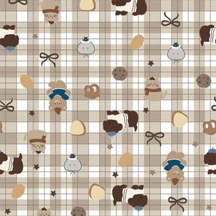 卡通动物格子图案背景