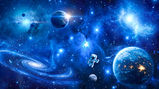 宇宙星球太空漩涡宇航员星空背景