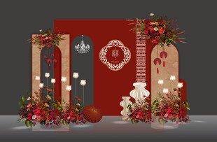 中式婚礼红色婚礼效果图