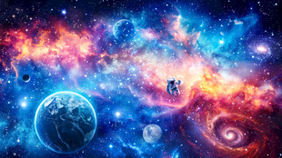 太空宇航员星球浩瀚星空宇宙背景