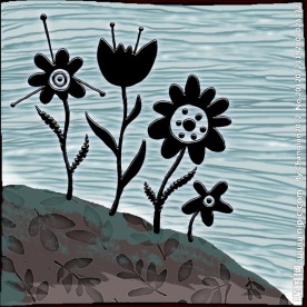 精品绿水花卉无框画