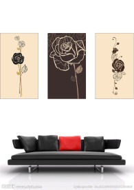 手绘玫瑰无框画