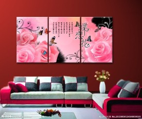 蝶恋花玫瑰无框画