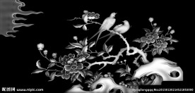 花鸟灰度图