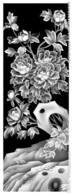 精品牡丹花花灰度图