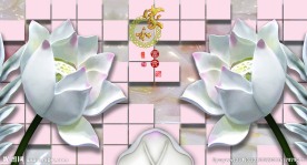 玉雕荷花 3D背景图 源分层