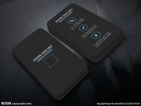 黑色简约名片模板PSD