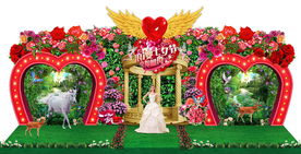 七夕心型拱门罗马柱花艺舞台美陈