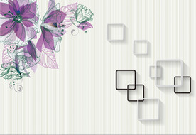 紫色花朵 花边花纹 源分层