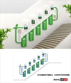 绿色企业楼梯文化墙
