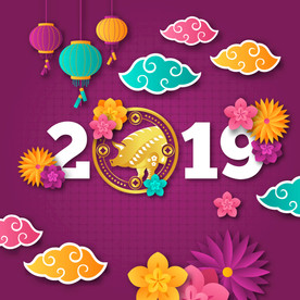 2019春节卡通海报展板模板