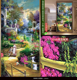 唯美欧式花园庭院风景