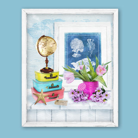 地中海风情花卉静物装饰画