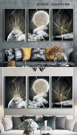 北欧抽象风景沙发背景墙装饰画