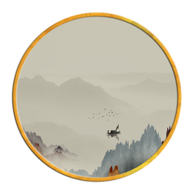 中国风   抽象山水画 大厅装