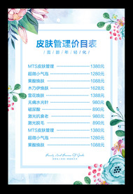 皮肤管理价目表