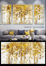豪华抽象金色发财树招财装饰画