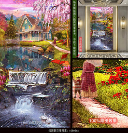 唯美庭院水景装饰画