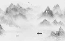 新中式灰色意境山水 TIF分层
