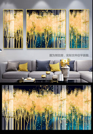 抽象发财树欧式金色装饰画