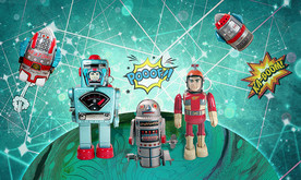 太空机器人儿童房卡通背景墙