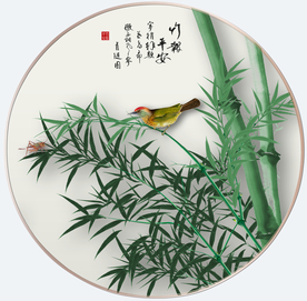 原创手绘竹子花鸟竹报平安装饰画