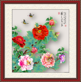 原创高清手绘牡丹国色天香装饰画