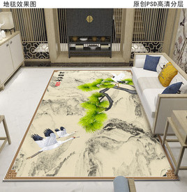 松鹤延年国画中式地毯