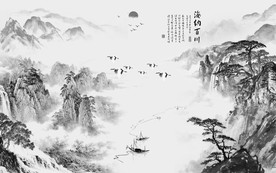 唯美高档山水画 tif分层
