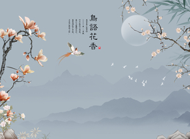 中式花鸟背景图