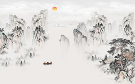 中式山水背景图