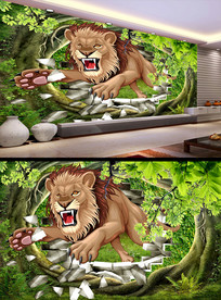 3D王者风范狮子背景墙