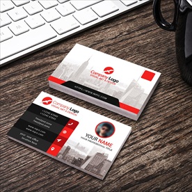 黑色红色调简约商务名片模板