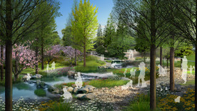 公园效果图园林湿地景观