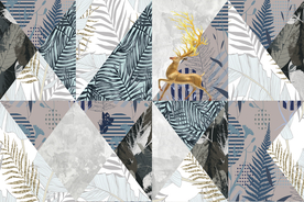 热带植物现代简约几何背景图