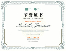 荣誉证书时尚横版证书
