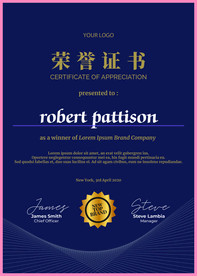 荣誉证书时尚竖版证书