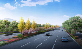 道路效果图景观效果图道路绿化图