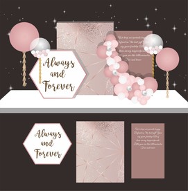 复古粉主题宝宝宴生日宴背景设计